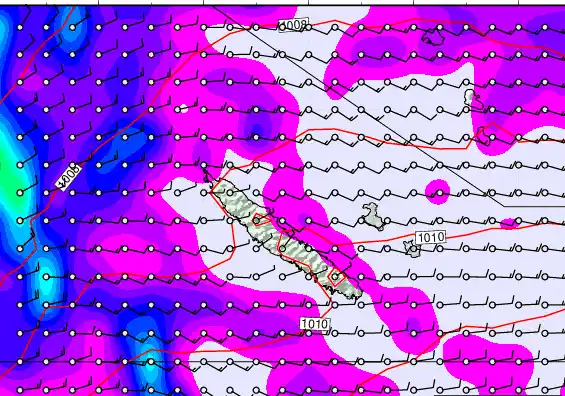 New Caledonia forecast chart for Thursday, March 26th, 2026 at 6:00 PM