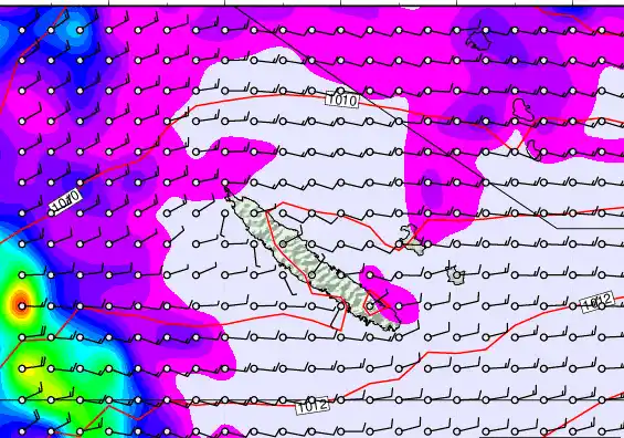 New Caledonia forecast chart for Friday, March 27th, 2026 at 12:00 AM