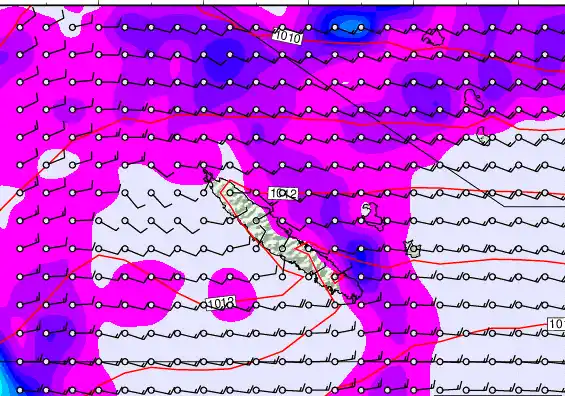 New Caledonia forecast chart for Friday, March 27th, 2026 at 12:00 PM