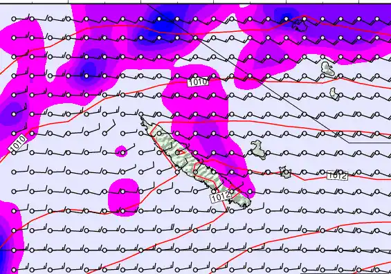 New Caledonia forecast chart for Friday, March 27th, 2026 at 6:00 PM