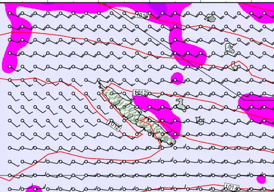 New Caledonia forecast chart for Sunday, March 29th, 2026 at 12:00 PM