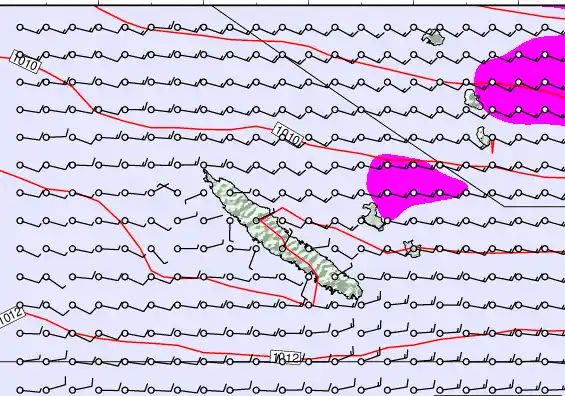 New Caledonia forecast chart for Monday, March 30th, 2026 at 12:00 AM