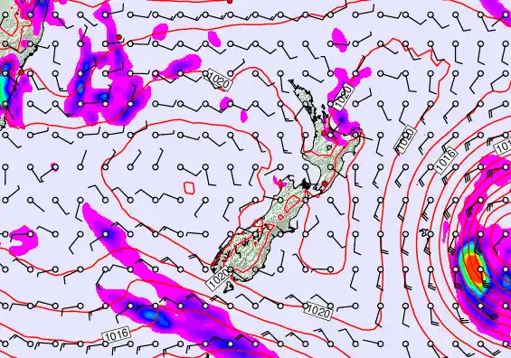 New Zealand forecast chart for Saturday, March 21st, 2026 at 6:00 AM