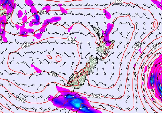 New Zealand forecast chart for Saturday, March 21st, 2026 at 12:00 PM