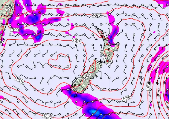 New Zealand forecast chart for Saturday, March 21st, 2026 at 6:00 PM