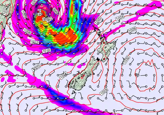 New Zealand forecast chart for Tuesday, March 24th, 2026 at 6:00 PM