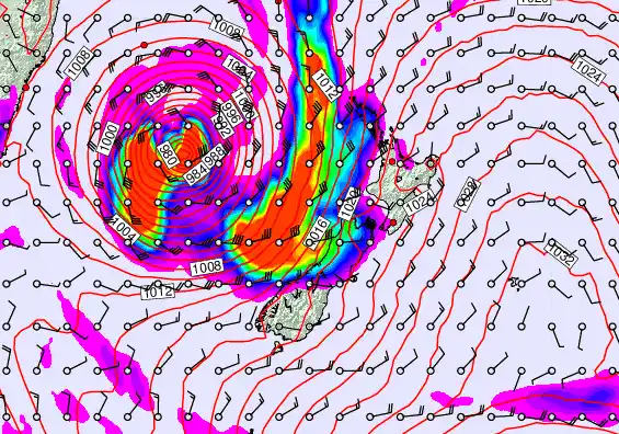 New Zealand forecast chart for Wednesday, March 25th, 2026 at 12:00 PM