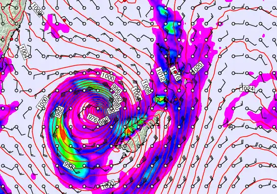 New Zealand forecast chart for Thursday, March 26th, 2026 at 12:00 PM