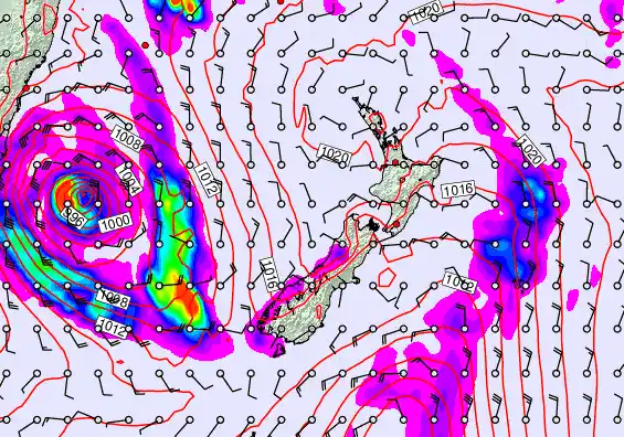 New Zealand forecast chart for Saturday, March 28th, 2026 at 12:00 AM