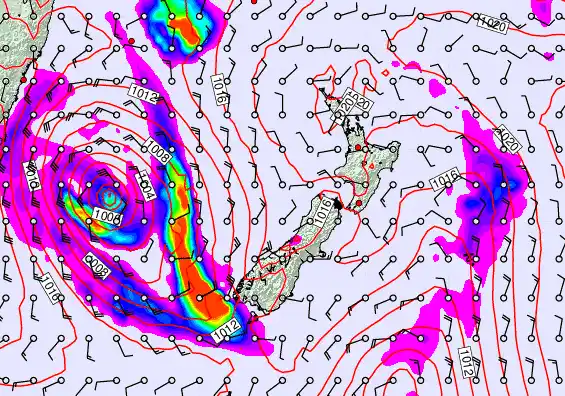 New Zealand forecast chart for Saturday, March 28th, 2026 at 6:00 AM