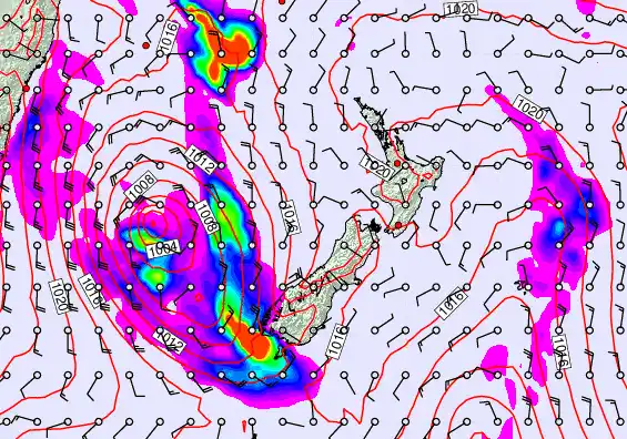 New Zealand forecast chart for Saturday, March 28th, 2026 at 12:00 PM
