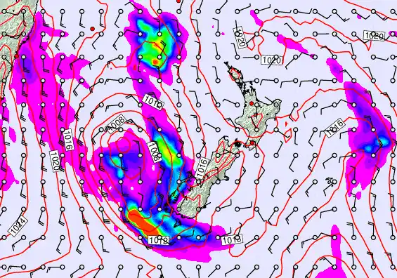 New Zealand forecast chart for Saturday, March 28th, 2026 at 6:00 PM