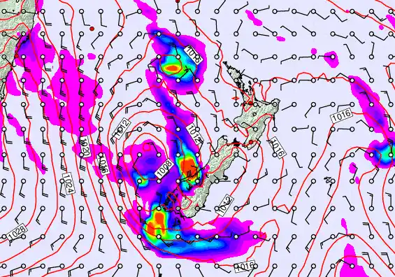 New Zealand forecast chart for Sunday, March 29th, 2026 at 12:00 AM