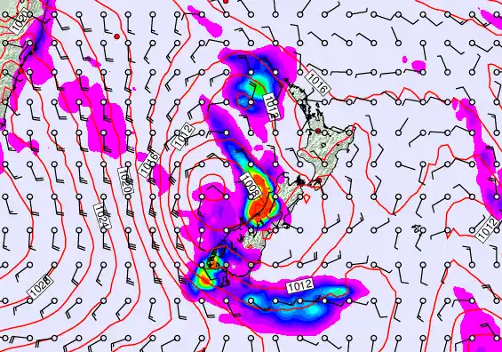 New Zealand forecast chart for Sunday, March 29th, 2026 at 6:00 AM
