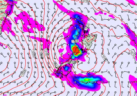 New Zealand forecast chart for Sunday, March 29th, 2026 at 12:00 PM