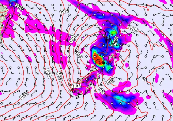 New Zealand forecast chart for Sunday, March 29th, 2026 at 6:00 PM