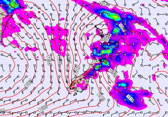 New Zealand forecast chart for Monday, March 30th, 2026 at 12:00 AM