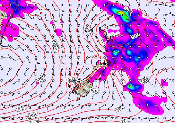 New Zealand forecast chart for Monday, March 30th, 2026 at 6:00 AM