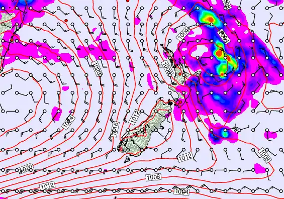 New Zealand forecast chart for Monday, March 30th, 2026 at 12:00 PM