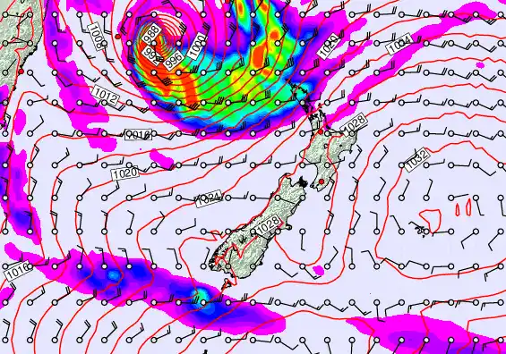 New Zealand forecast chart for Tuesday, March 24th, 2026 at 6:00 PM