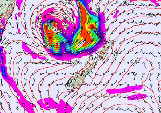 New Zealand forecast chart for Wednesday, March 25th, 2026 at 6:00 AM
