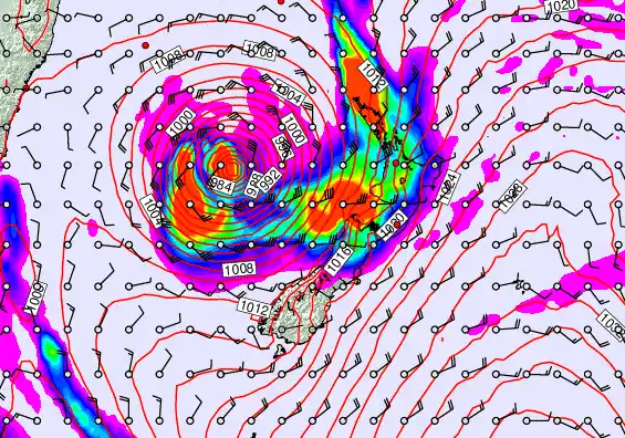 New Zealand forecast chart for Wednesday, March 25th, 2026 at 6:00 PM