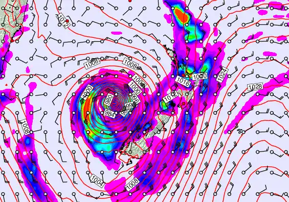New Zealand forecast chart for Thursday, March 26th, 2026 at 12:00 PM