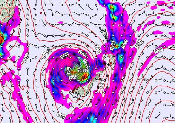 New Zealand forecast chart for Thursday, March 26th, 2026 at 6:00 PM