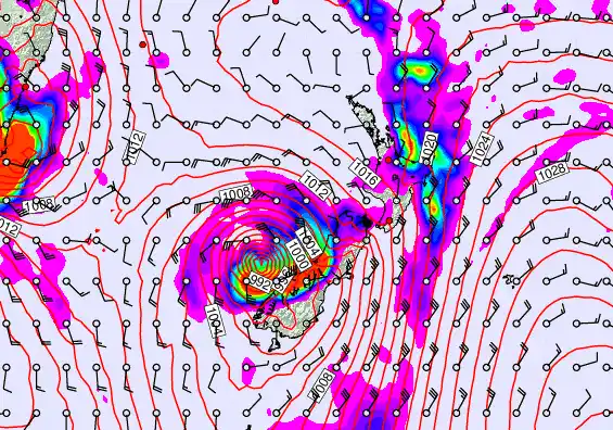 New Zealand forecast chart for Friday, March 27th, 2026 at 12:00 AM