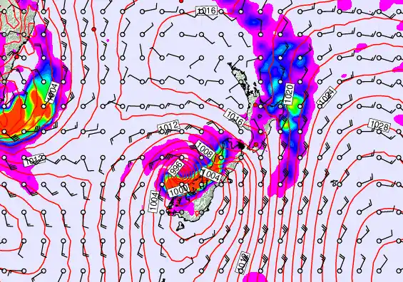 New Zealand forecast chart for Friday, March 27th, 2026 at 6:00 AM