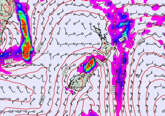 New Zealand forecast chart for Friday, March 27th, 2026 at 6:00 PM