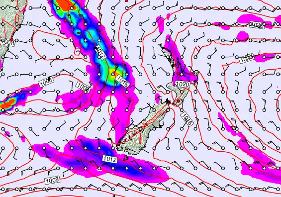 New Zealand forecast chart for Monday, March 30th, 2026 at 6:00 AM