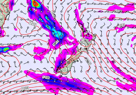 New Zealand forecast chart for Monday, March 30th, 2026 at 12:00 PM