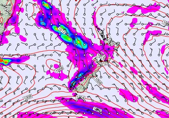 New Zealand forecast chart for Monday, March 30th, 2026 at 6:00 PM