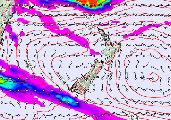 New Zealand forecast chart for Tuesday, March 24th, 2026 at 12:00 AM
