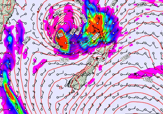 New Zealand forecast chart for Wednesday, March 25th, 2026 at 6:00 PM