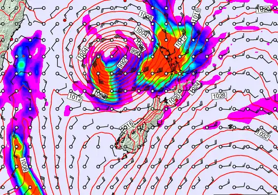 New Zealand forecast chart for Thursday, March 26th, 2026 at 12:00 AM