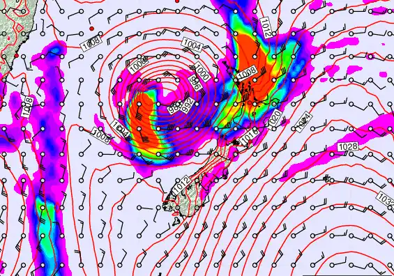 New Zealand forecast chart for Thursday, March 26th, 2026 at 6:00 AM
