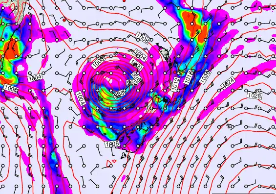New Zealand forecast chart for Thursday, March 26th, 2026 at 6:00 PM