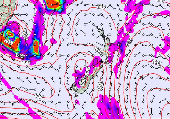 New Zealand forecast chart for Saturday, March 28th, 2026 at 6:00 AM