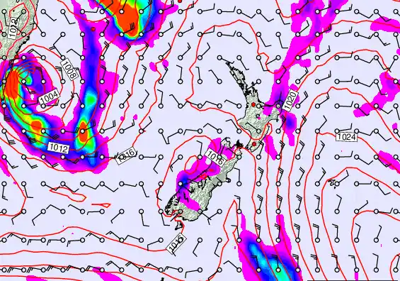 New Zealand forecast chart for Saturday, March 28th, 2026 at 12:00 PM