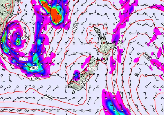 New Zealand forecast chart for Saturday, March 28th, 2026 at 6:00 PM