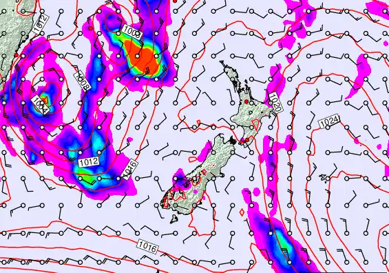 New Zealand forecast chart for Sunday, March 29th, 2026 at 12:00 AM