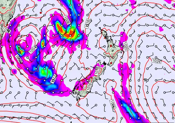 New Zealand forecast chart for Sunday, March 29th, 2026 at 6:00 AM