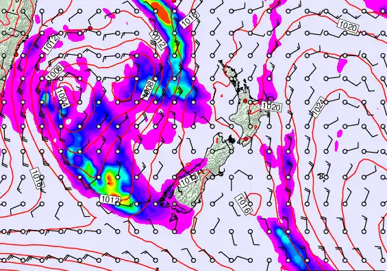 New Zealand forecast chart for Sunday, March 29th, 2026 at 12:00 PM