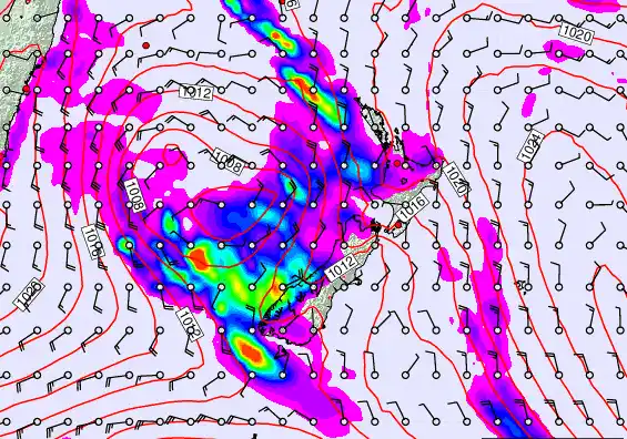 New Zealand forecast chart for Monday, March 30th, 2026 at 12:00 AM