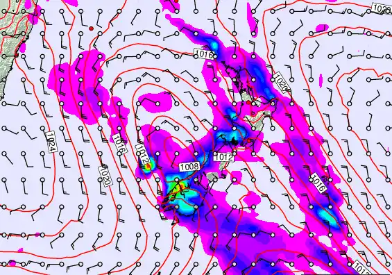 New Zealand forecast chart for Monday, March 30th, 2026 at 12:00 PM