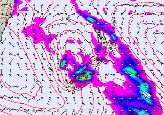 New Zealand forecast chart for Monday, March 30th, 2026 at 6:00 PM