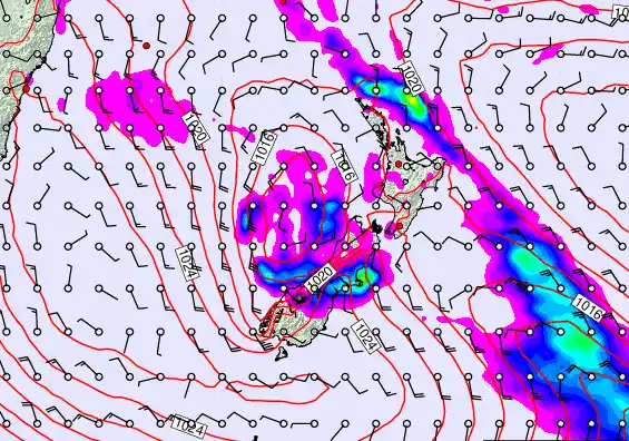 New Zealand forecast chart for Tuesday, March 31st, 2026 at 12:00 AM