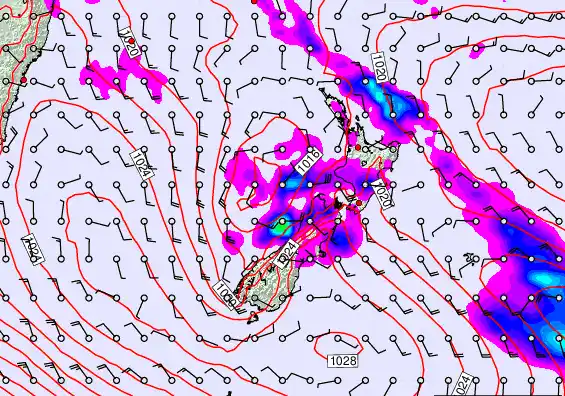 New Zealand forecast chart for Tuesday, March 31st, 2026 at 6:00 AM